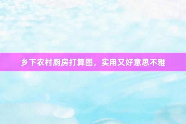 乡下农村厨房打算图，实用又好意思不雅